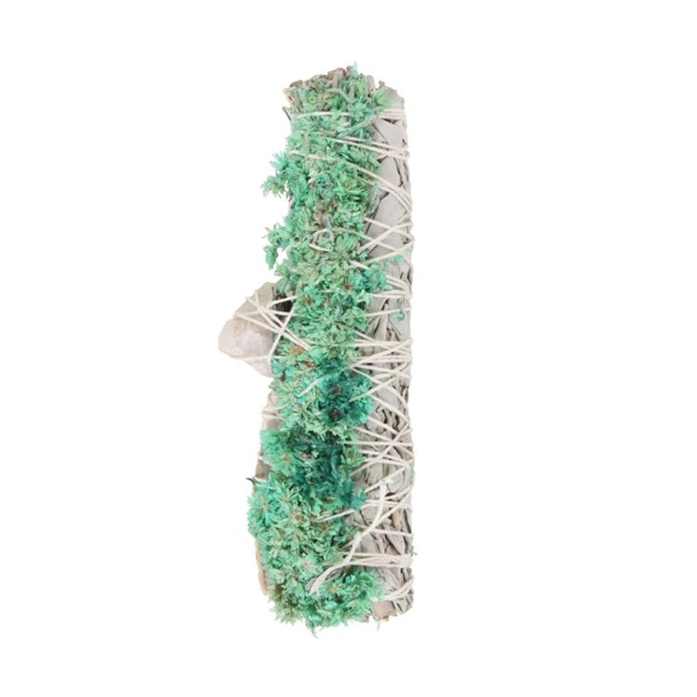 Ritual Wand Smudge Stick with White Sage, Abalone and Quartz - 6inch