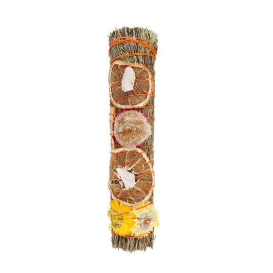 Ritual Wand Smudge Stick with Rosemary, Palo Santo and Quartz - 9inch
