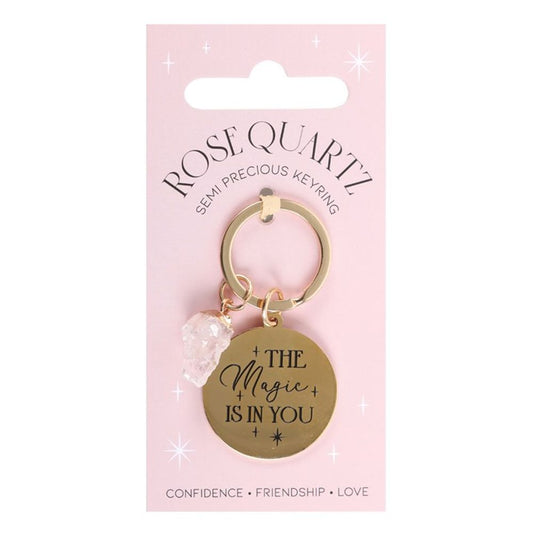 Rose Quartz Crystal Keyring - The Magic Is In You
