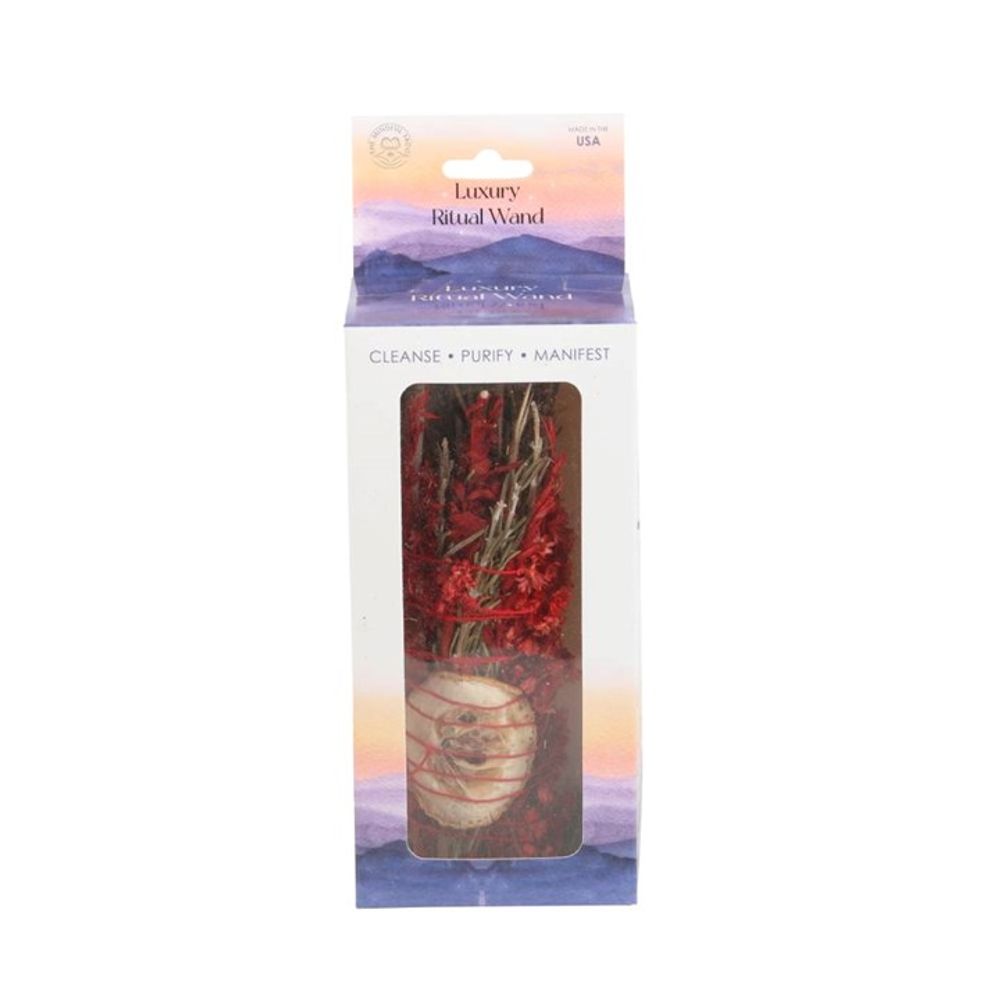 Ritual Wand Smudge Stick with Rosemary, Sage and Red Jasper - 6inch