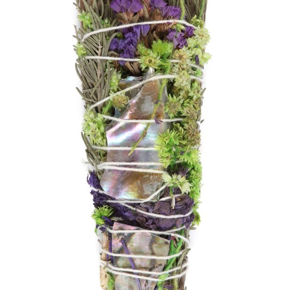 Ritual Wand Smudge Stick with Rosemary, Lavender and Abalone - 6inch