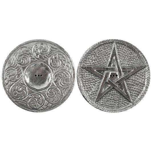 Silver Pentagram Incense Holder - 10cm