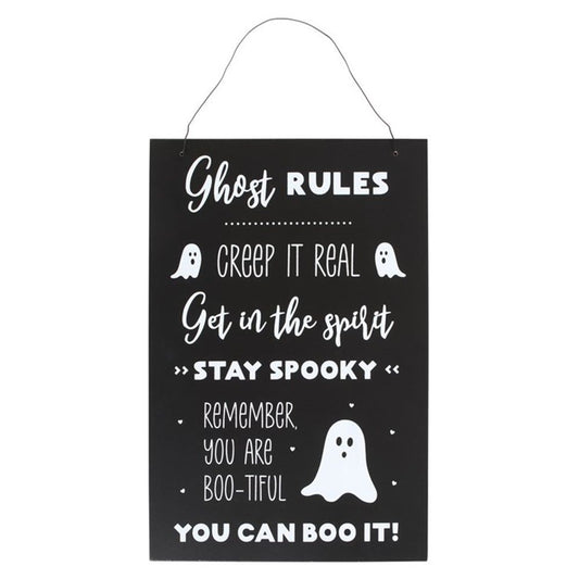 Ghost Rules Hanging Sign - 30cm